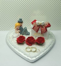 Geldgeschenk Herz Hochzeit Brautpaar sitzend Deko rot /gold