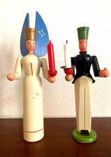 Engel-Bergmann Paar, Kerzenhalter, Erzgebirge, 32cm