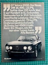 Alfa Romeo GT Veloce 2000 GTV Original 1971 Vintage Advert Werbung Reklame