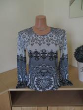 Olsen Damen Shirt Gr. 38 grau-mehrfarbig langarm Polyester