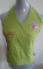 Edles Neckholder Top Grün Bunt Pailletten Glitzer ☀ Größe M/ 40