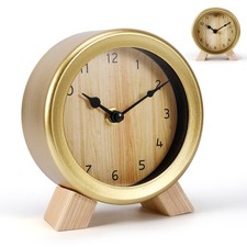 Holz Uhr Quarz Analog Leise Ohne Ticken Tischuhr Retro Uhr Nachttischuhr Deko 