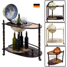 Globusbar mit Tisch Minibar, Weltkugel Ø 33cm rollbar Eukalyptusholz 3 Modell DE