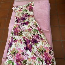 Kleid 42 HEINE Beachtime Weiß Blumen Lila Rosa Pink Sommerkleid Damen Neu Super