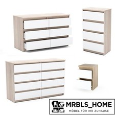Kommode mit 2-8 Schubladen Sideboard Schubladenschrank Nachttisch (Sonoma Weiß)