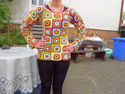 70er hippie häkel pullover - hippie-häkel,
