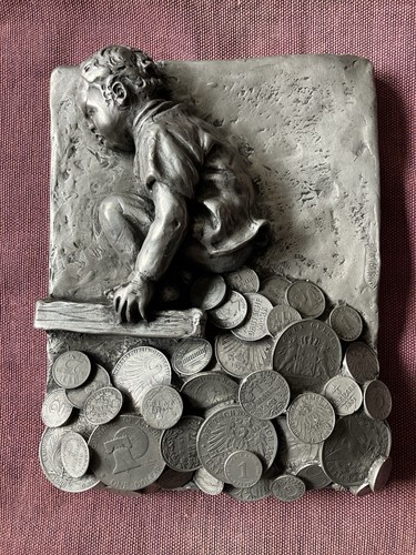 Wandbild zinn relief geld - wandbild, geld-