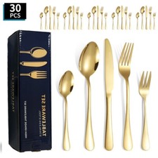 Edelstahl Rostfrei 30-tlg Besteck Set Essbesteck für 6 Personen Tafelbesteck DE