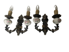 2 alte  Wandlampe Messing Wandleuchte Barock Stil Vintage 