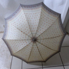 Antiker Schirm Regenschirm Vintage gedrehter Perlmutt Griff Blätter Motiv alt 90