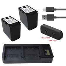 Set: 2x Akku + Dual-Ladegerät USB-C für JVC GY-HC500 GY-HC500E GY-HC500U