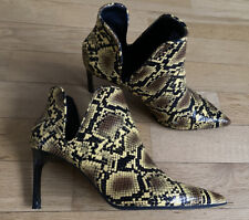 Zara Cut Out Stiefeletten High Heels Schlange Snakeskin gelb braun Trend Gr.40