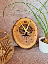Wanduhr mit Motiv Eiche Holz Uhr Geschenk Baumscheibe Landhaus Unikat Deko