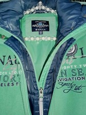 SOCCX FLEECEJACKE gefüttert S/M KAPUZE SPORTLICH JADEGRÜN LOGO-STICKEREI MARITIM