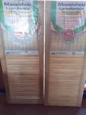 2 Massivholz Lamellentüren - OV -99,3 x 39,4 cm
