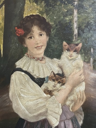 Antikes ölgemälde katzen - antikes,