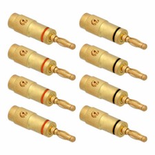 8x Bananenstecker Rot + Schwarz Lautsprecherkabel Boxen Adapter 24k Vergoldet