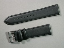 echt Leder Uhrenarmband Schwarz Seidenmatt 22mm stabile Edelstahlschliesse 8089