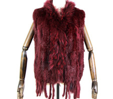 Fellweste Weste Fell Pelz rot dunkelrot Gr.M Kaninchen NEU