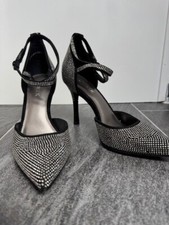 Damen High Heels Round Toe Pumps Größe 38 schwarz mit Straßsteinen Absatz 10 cm