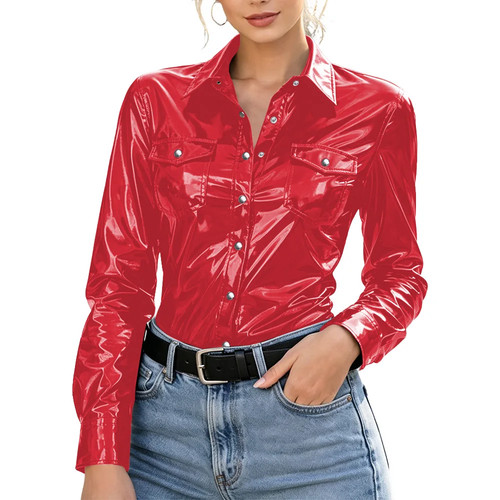 Pvc leder fashion shirt - leder,