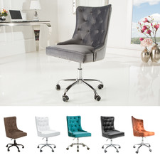 Höhenverstellbarer Bürostuhl VICTORIAN FARBWAHL Samt Chesterfield drehbar Rollen