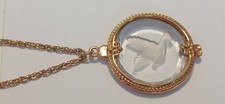 Anhänger Friedenstaube rund Glas mit Kette Modeschmuck