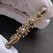 Antike Brosche 14k 585 Gold Silber Diamant alt antik c. 1900