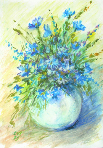 Wiesenblumen vase gerahmt - in,