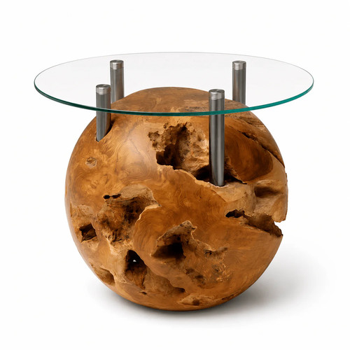 Teak kugel beistelltisch rocco - beistelltisch,