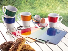 Melamin Campinggeschirr  Picknickgeschirr Frühstückset mit Eierbecher 12tlg 