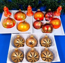 17 x Christbaumschmuck Glas Weihnachtskugeln Glocken gold orange braun 5 -7 cm