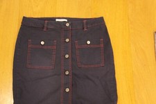 JEANS ROCK DUNKELBLAU ROTE NAHT  STRETCH VORNE KNÖPFE EDC BY ESPRIT GRÖSSE 36