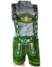 Trachten Lederhose Damen kurz grün Wildleder Leder Hose Bangla Gr. 36 - 44