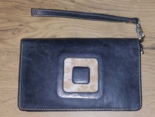 Fellhof Geldbörse Geldbeutel Groß mit Handyfach Rindsleder Schwarz Kuhfell