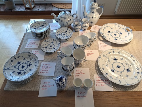 Musselmalet blau gerippt - musselmalet, /