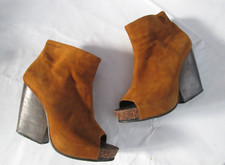 clogs pantoletten peep toe Vagabond plateau Stiefel 38 CHUCKY echt leder braun