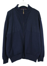 Orvis Jacke Herren 2XL Reißverschluss Wolle Gestrickt Hoher Kragen Dunkelblau