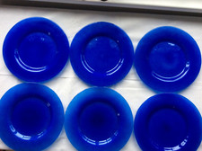 6 Dibbern Glasteller Platzteller Glas blau