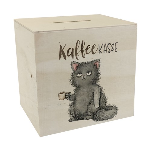 Katze mit tasse spardose aus - spardose,