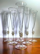 Poschinger für V&B Gallo 6 Sektflöten Sektgläser Lotos Poliergold H: 24,5 cm