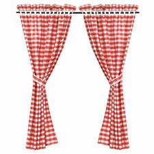 2er Gardinen Stores Landhausstil Vorhang Schal mit Raffhalter Wohnzimmer Kariert