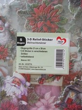 5 Bogen 3-D Relief-Sticker Weihnachtsmänner* selbstklebend* Ideen mit Herz*