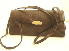 Marc Picard Schulter-Handtasche kroko Optik braun