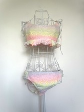 PINk Victorias Secret Bikini L Pastell Regenbogen Spitze