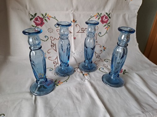 Kerzenleuchter glas blau 4 - glas,