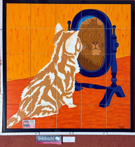 Kachelbild katze spiegel - katze, im