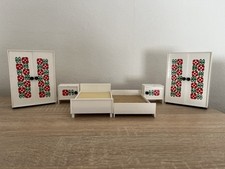 DDR Puppenmöbel Schlafzimmer-Set: Bett, Schrank, Holz und Plastik