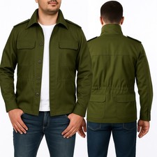 Herren Vintage Armee Jacke Baumwolle Mantel Militär Feld Kampf Surplus Grau