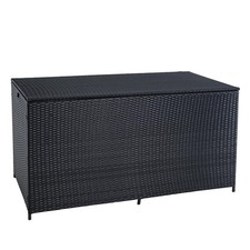 Auflagenbox Poly Rattan 870 Liter XXL Kissenbox Box Aufbewahrungsbox Schwarz